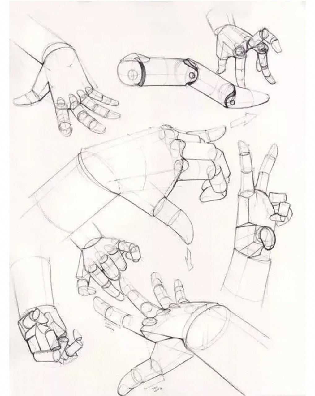 速写素描手部结构临摹分解素材26615 一起临摹吧