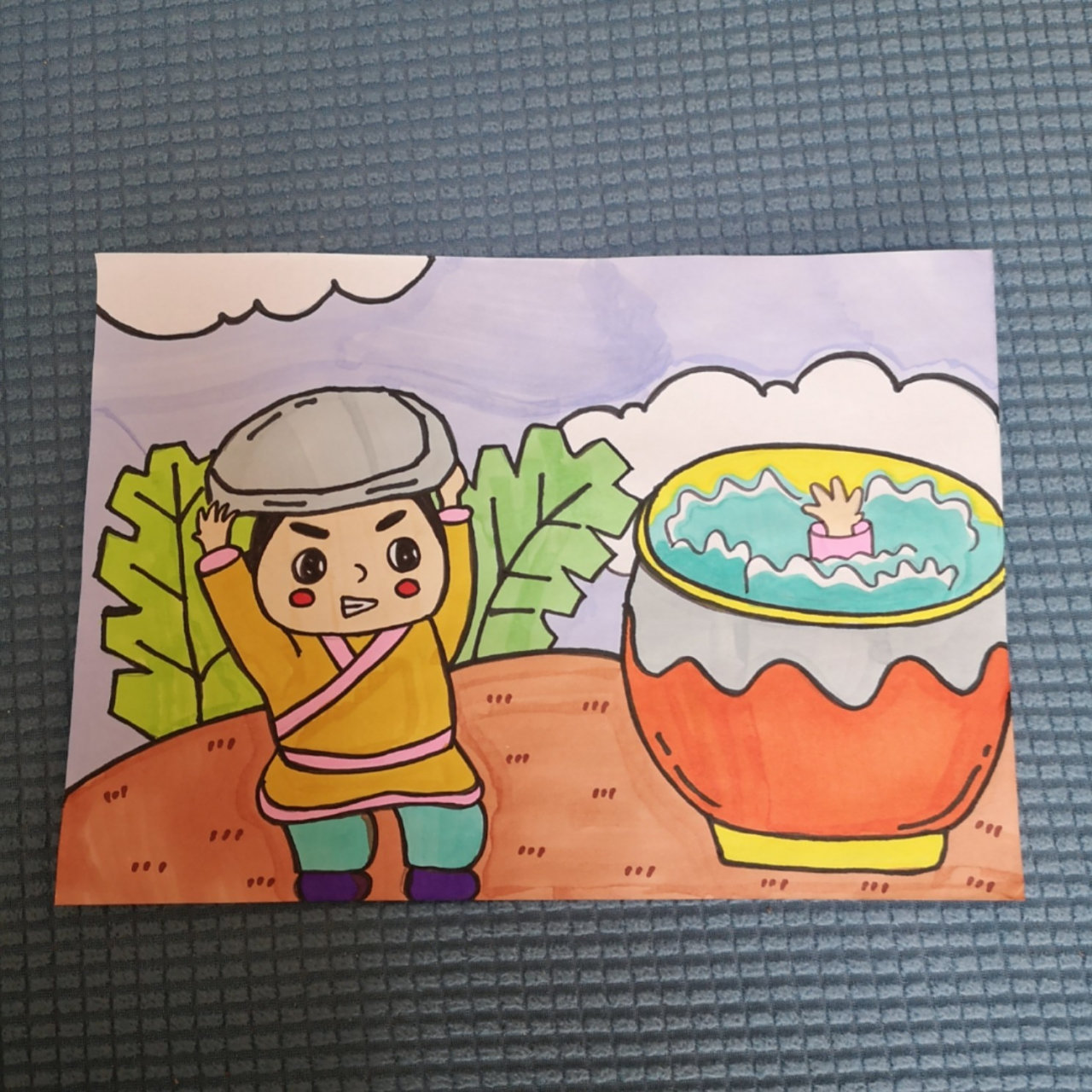 儿童画司马光砸缸 临摹儿童画96