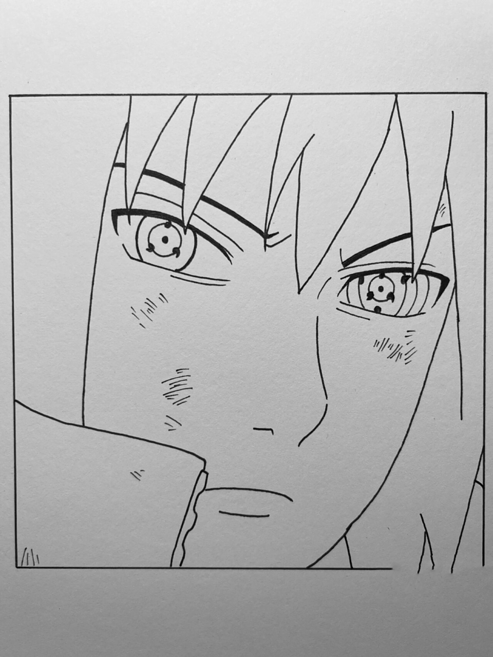 手绘|火影忍者·佐助 附线稿过程    —— 边框:12701512cm 纸