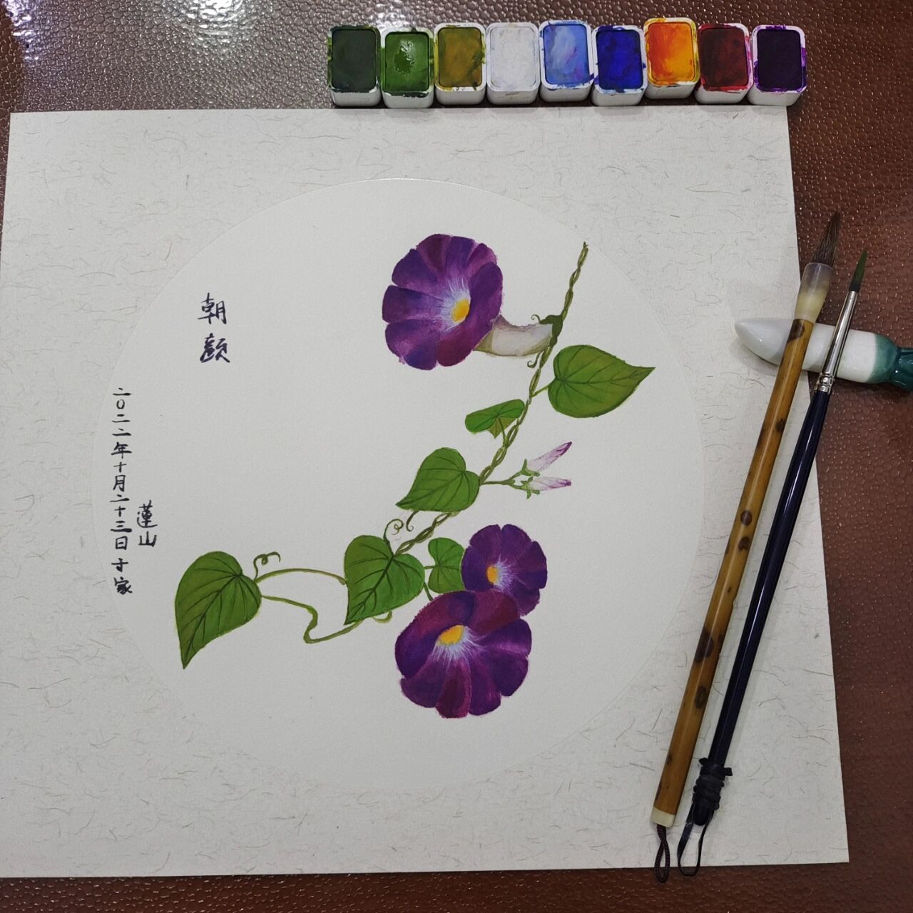朝颜花(牵牛花)—第一次宣纸作画 补课绯羽老师的宣纸绘画!