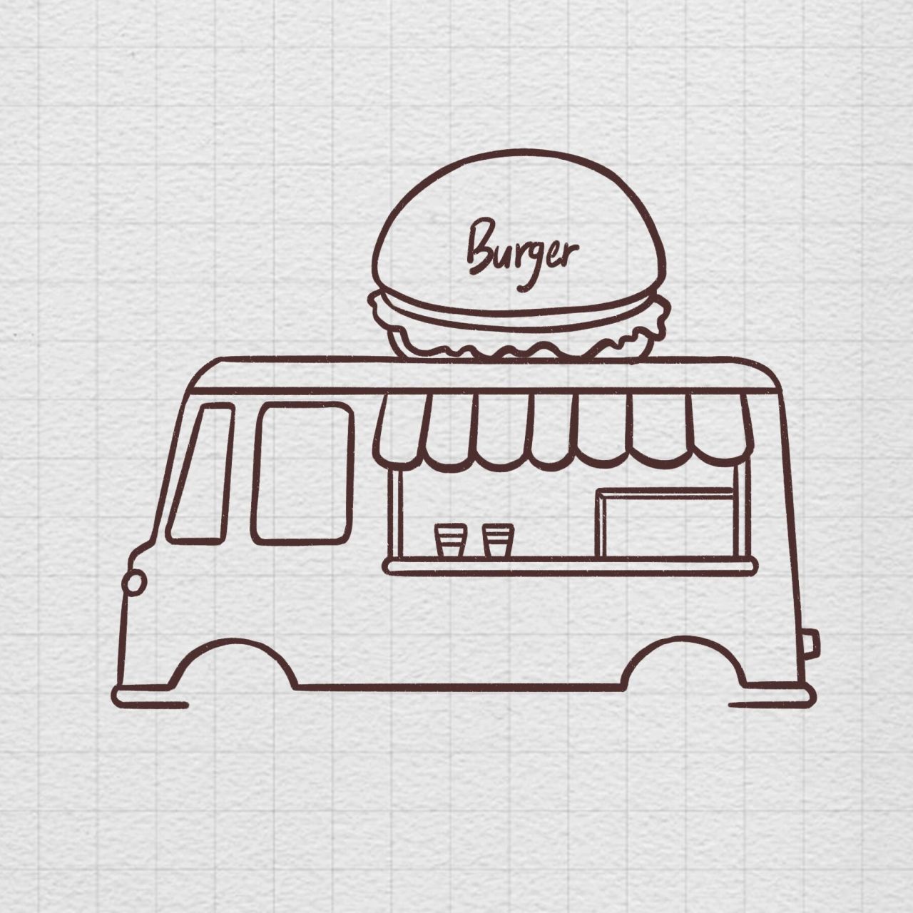 简笔画|汉堡路边摊儿 汉堡车来喽,炸鱼薯条汉堡包,再来一份冰镇可乐