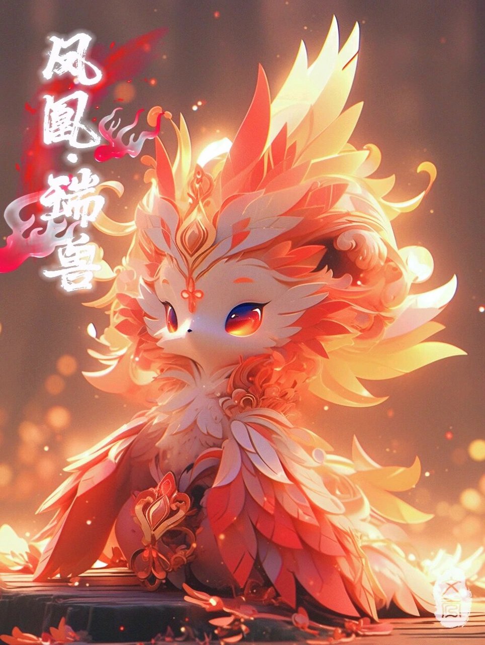 aigc95盲盒ip设计98瑞兽q版凤凰 凤凰-山海经中的描述 	 这种神鸟