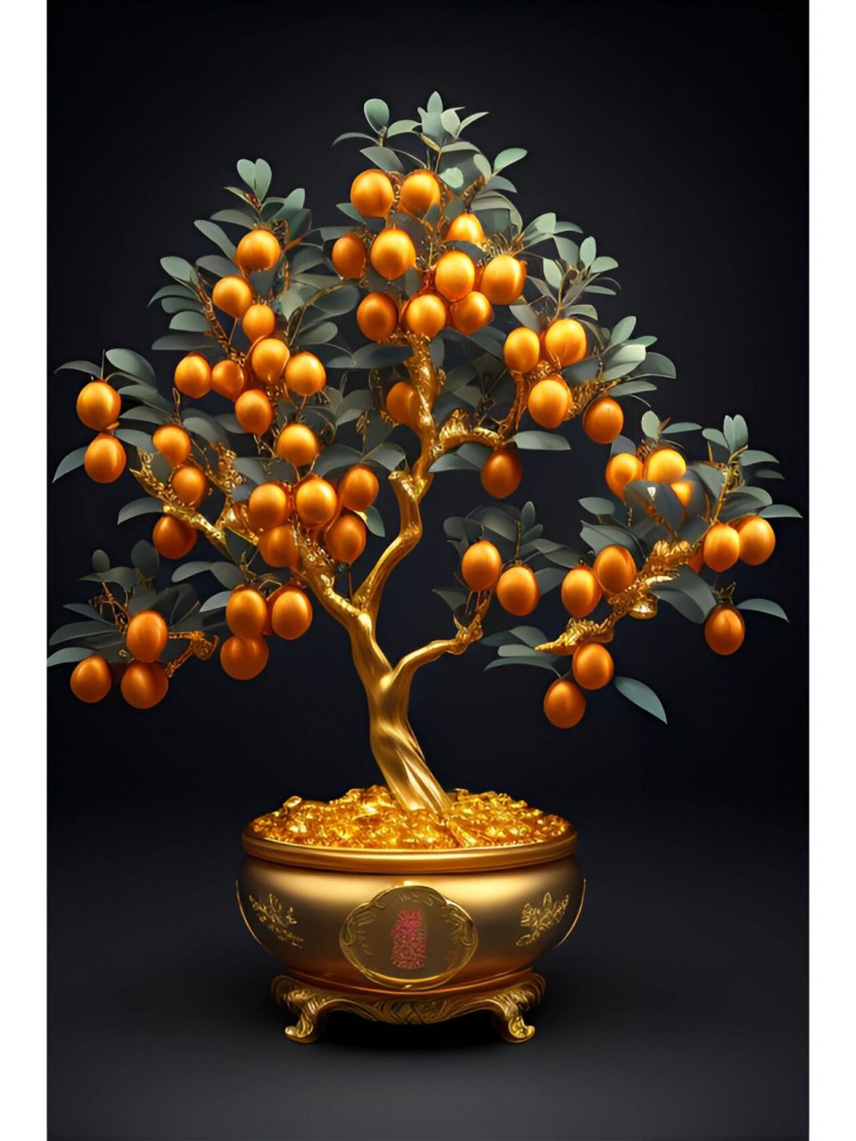 果实累累的金桔树寓意:吉祥,招财,生意红火!