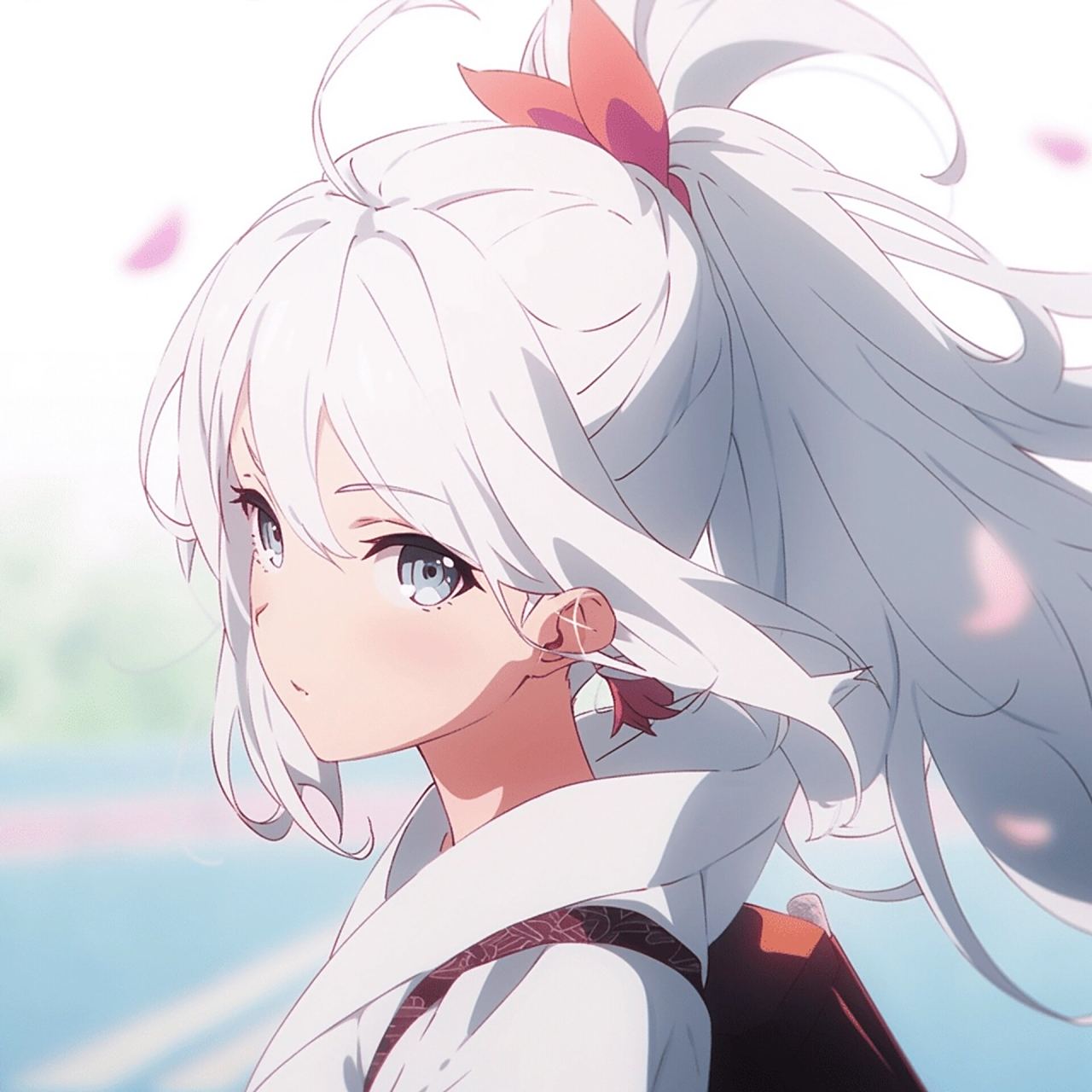 高马尾白毛女头!