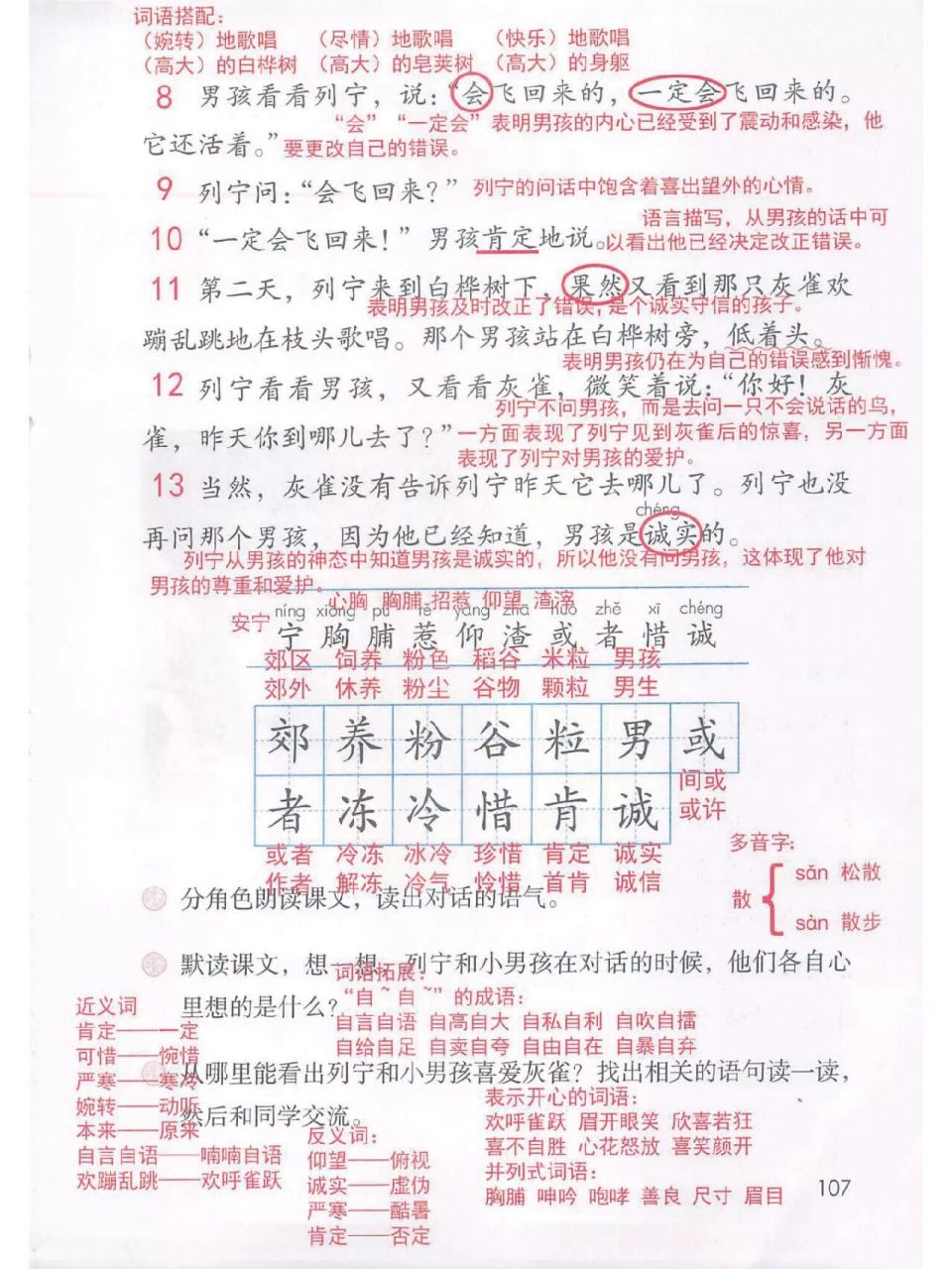 三上第26课《灰雀》课堂笔记 #小学语文课堂笔记# #小学语文# #小学