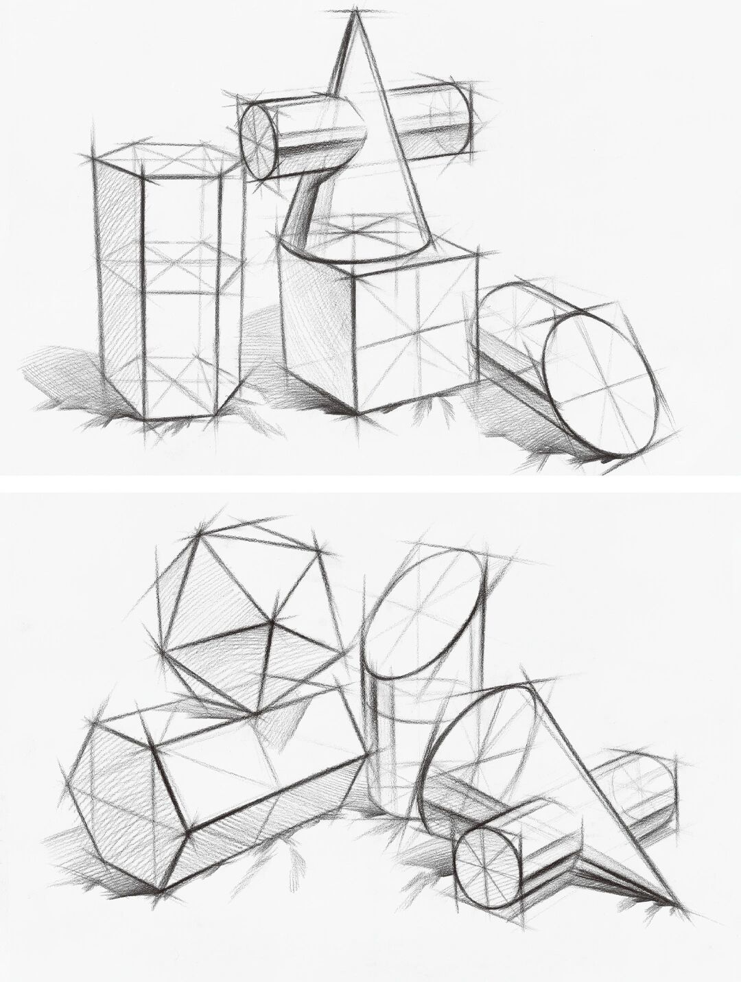 8种素描几何体组合结构临本丨值得收藏