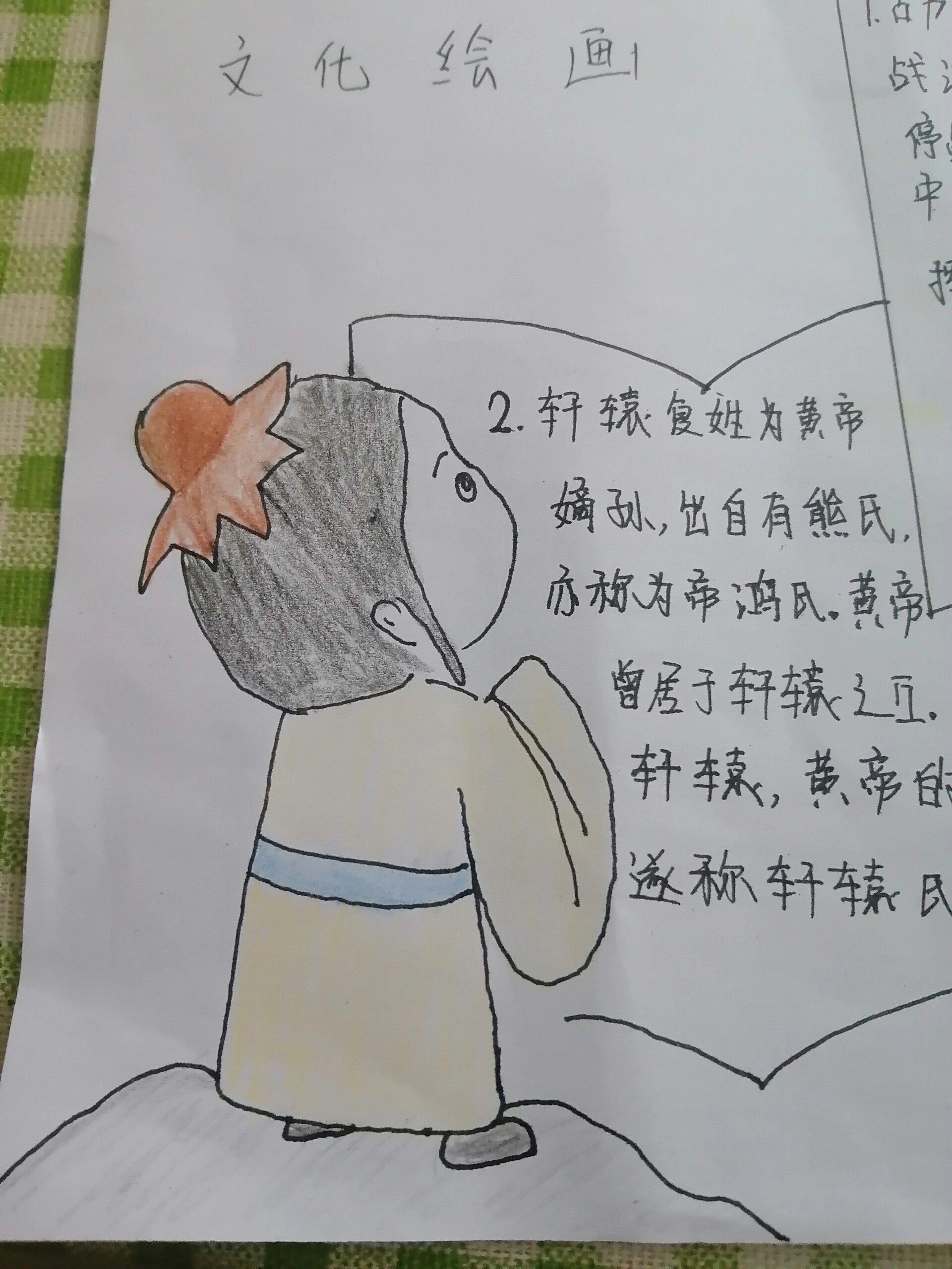 轩辕黄帝手抄报小学生简单黄帝文化绘画