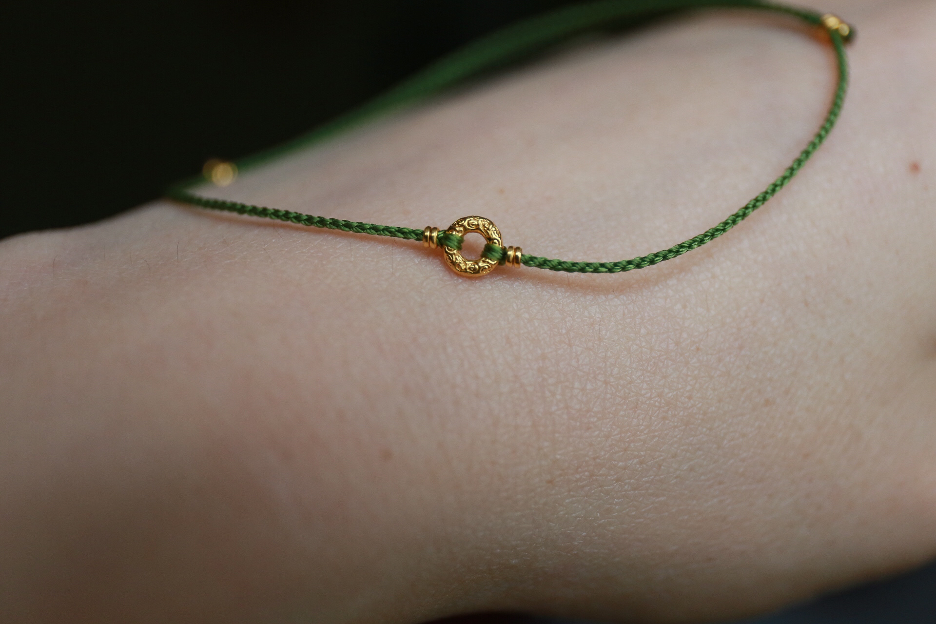 手绳|足金祥云 平安扣 显白的绿色简约小手绳