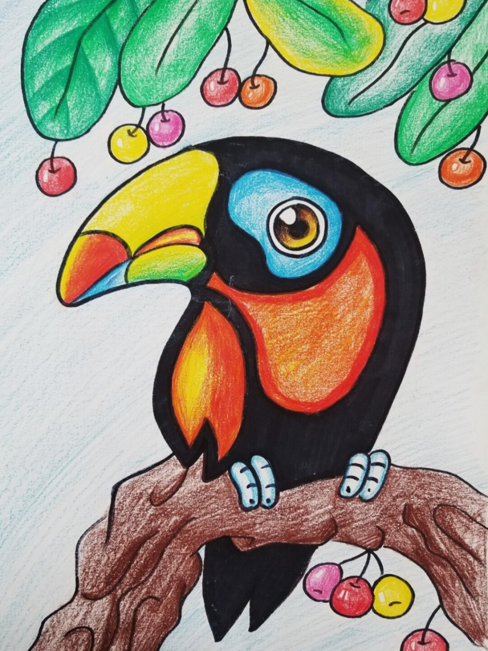 彩铅巨嘴鸟 彩铅#创意画#儿童画#简笔画#马克笔 #儿童画