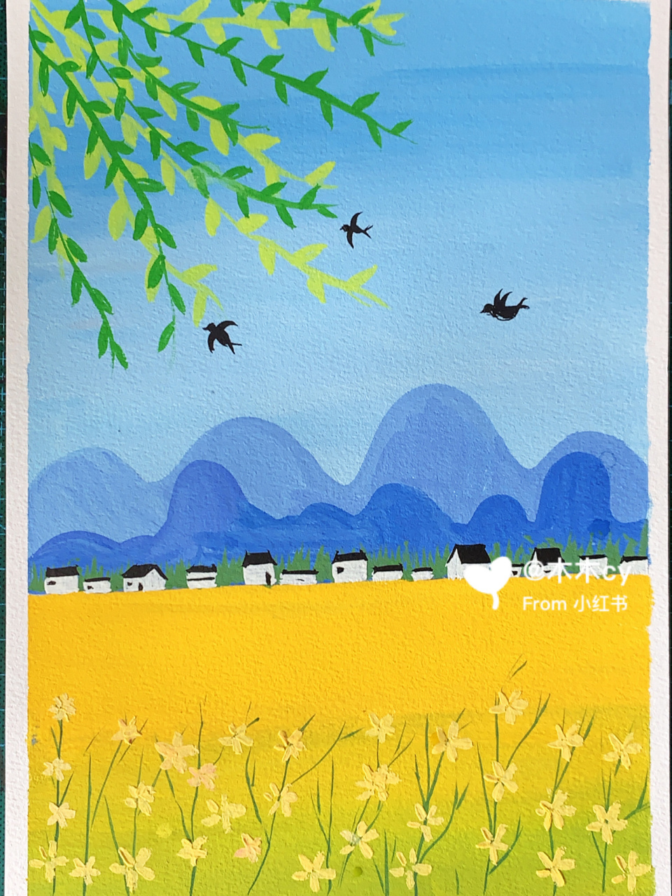 儿童水粉画 | 春天 #水粉画