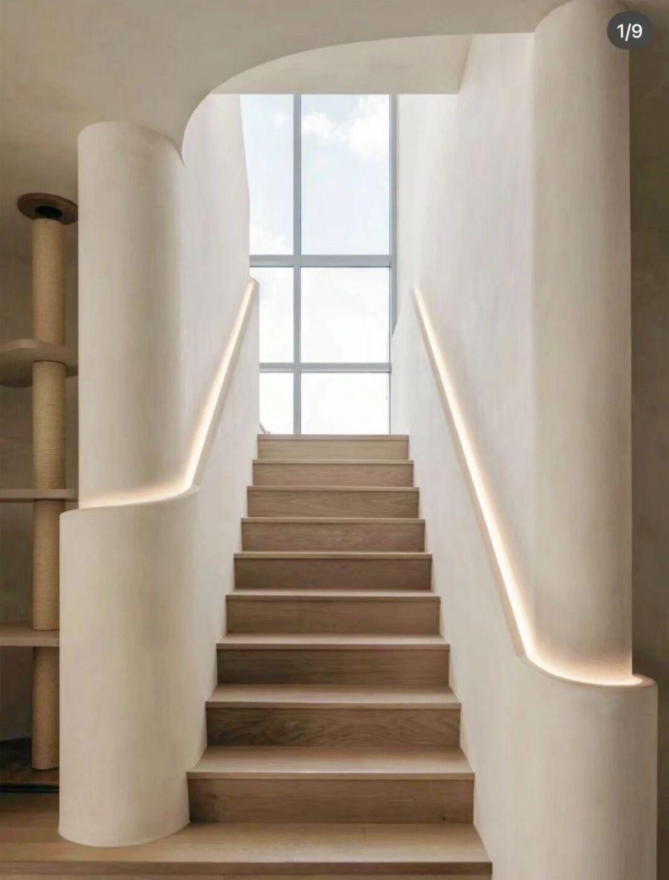 楼梯扶手用石膏板做,奶油风太漂亮了 #日常碎片plog# #装修日记