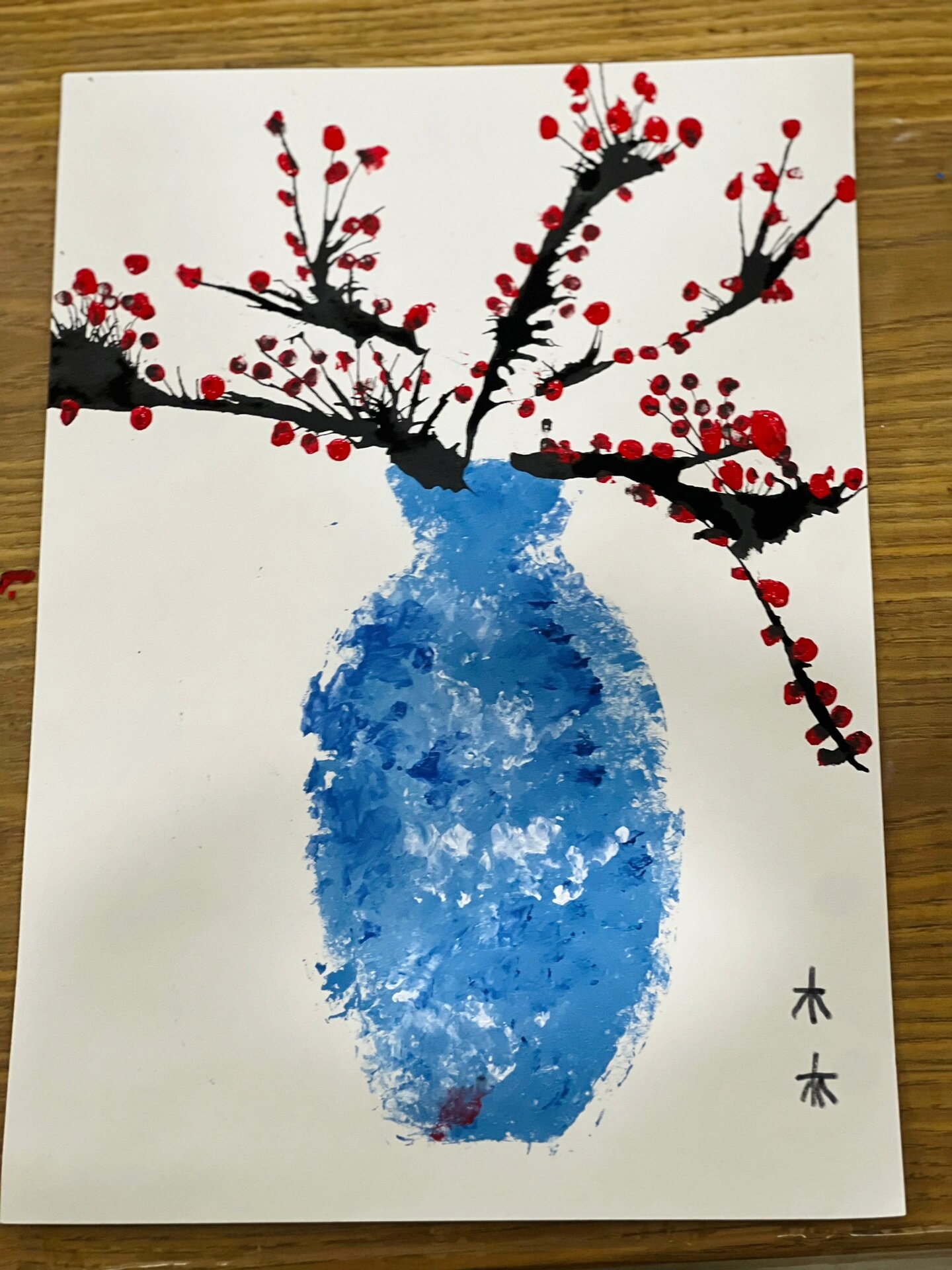 青花瓷中梅|有趣的吹画-幼儿3-6岁创意美术!