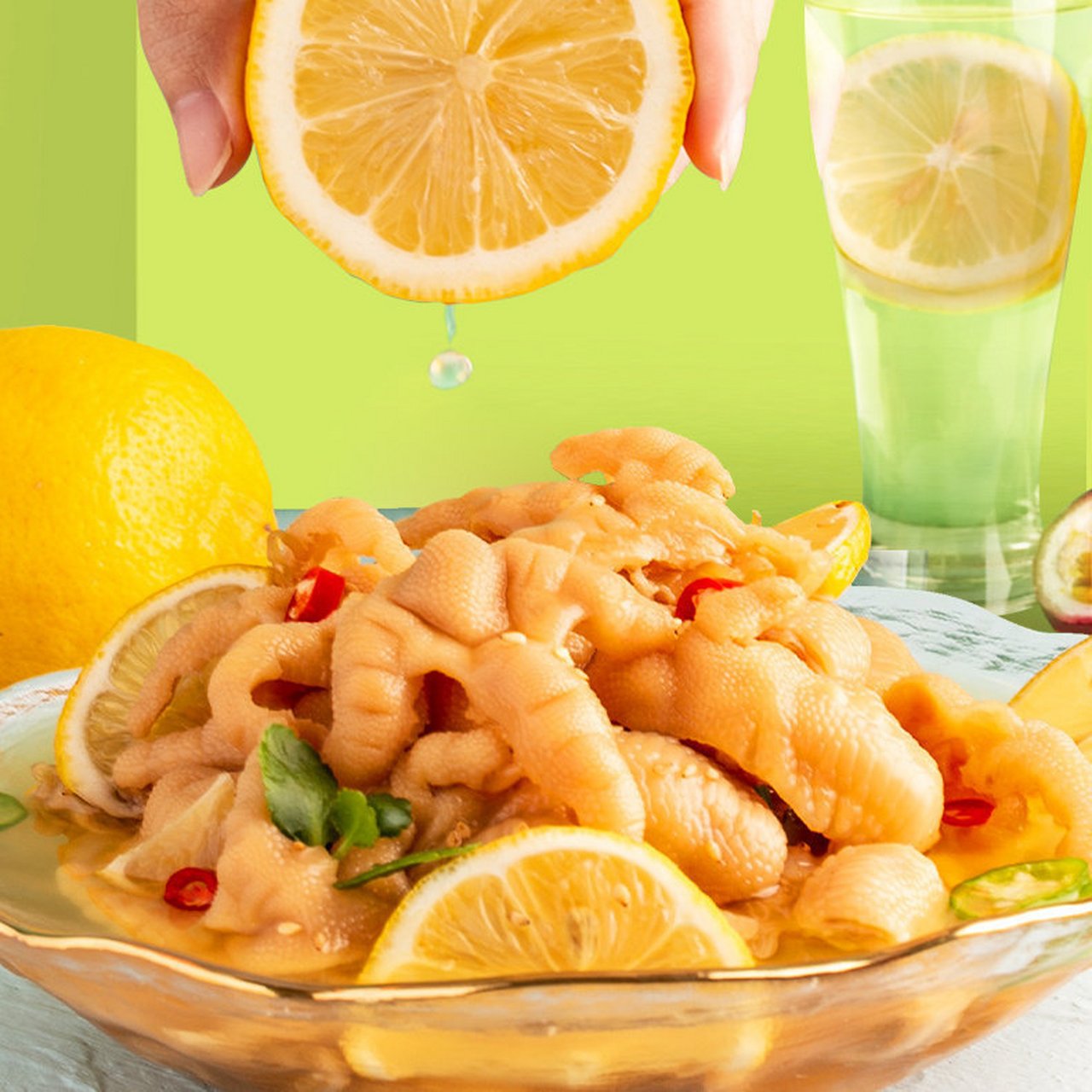 精武柠檬蒜香鸡爪500gx2罐,49.9入!