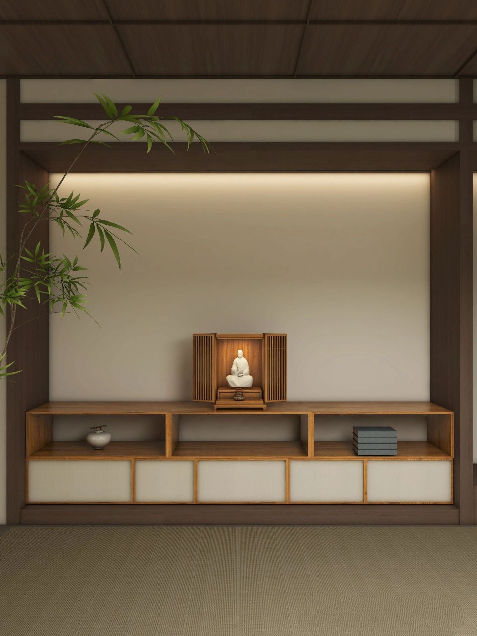 45㎡禅修空间 | 浮生半日闲,禅坐一室间 - 在禅室中安置一方清源佛龛