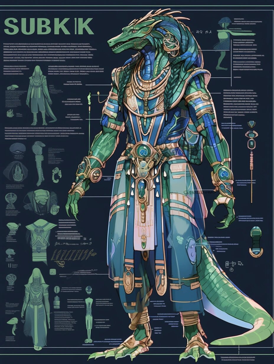 人物设计:古埃及神话·鳄神索贝克 "索贝克体现了尼罗河的创造力.