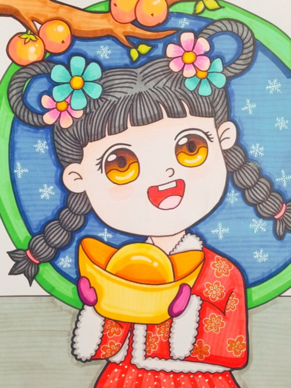 动漫人物 马克笔手绘#动漫人物#儿童动漫#新年#儿童画# #动漫分享