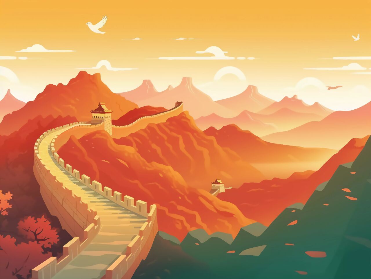 77 96今天分享的是一组气势磅礴的【国潮长城背景】素材 漠漠沙场