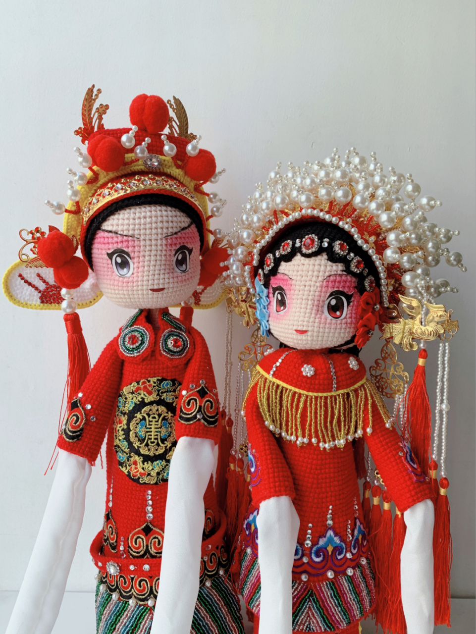 重工钩针珠绣婚礼娃娃龙凤呈祥 很久没出婚娃了 适合新婚送礼 #diy