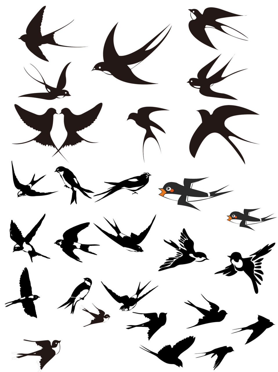 卡通燕子97免抠素材 06今日分享 	 彩色手绘卡通国潮燕子飞鸟春分