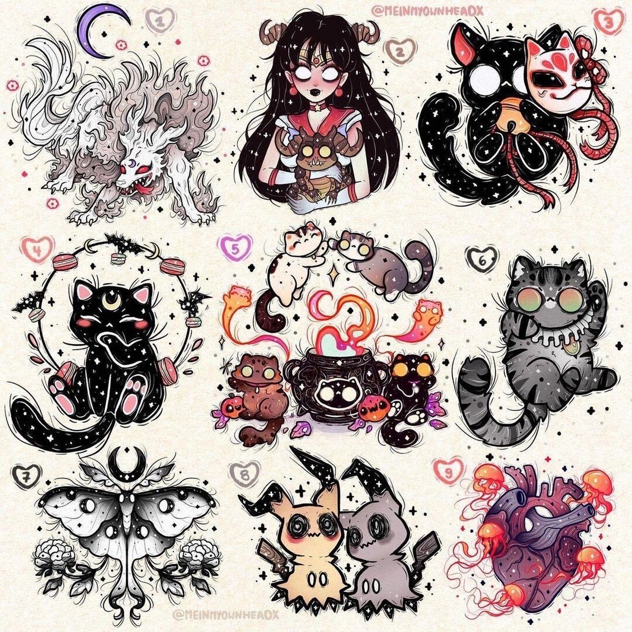 彩色卡通纹身手稿|长沙特价纹身 分享一些卡哇伊的卡通手稿 可做彩色