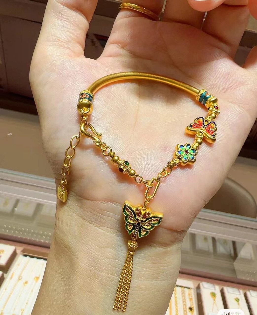 珐琅半镯半链 珐琅工艺 蝴蝶03翩翩起舞 超美78#蝴蝶03半镯半链