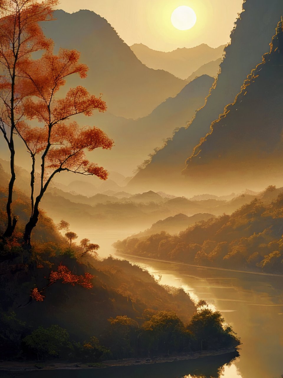 治愈系手机风景壁纸—秋天的山水 拿图请留痕,需要原图请私信,免费送.