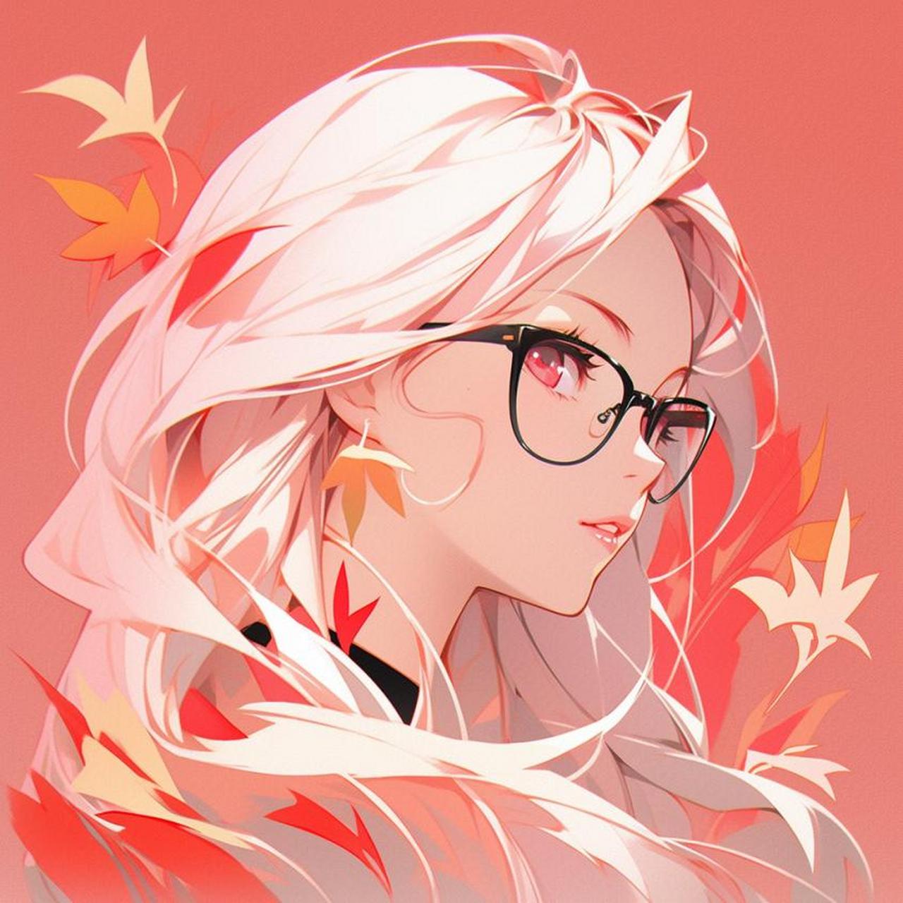 粉色系插图风女生头像 ai绘画头像女生头像