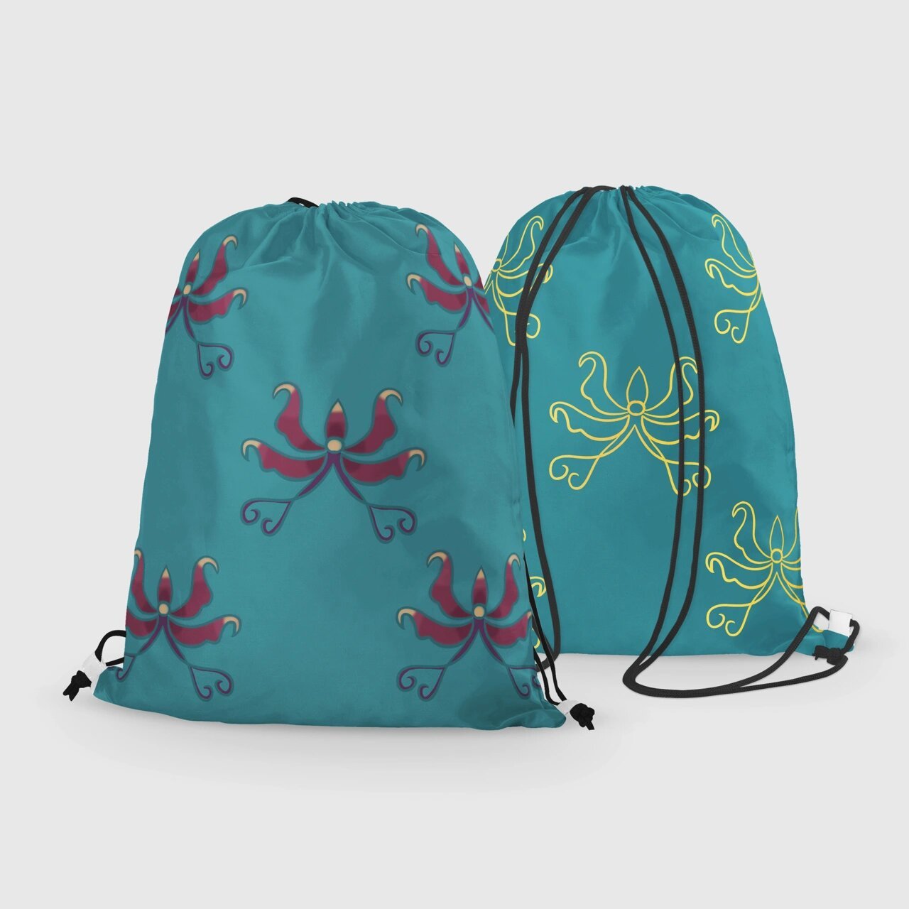 云朵上的羌族纹样图案设计 羊角花:被羌族的男女视为爱情花象征爱的云