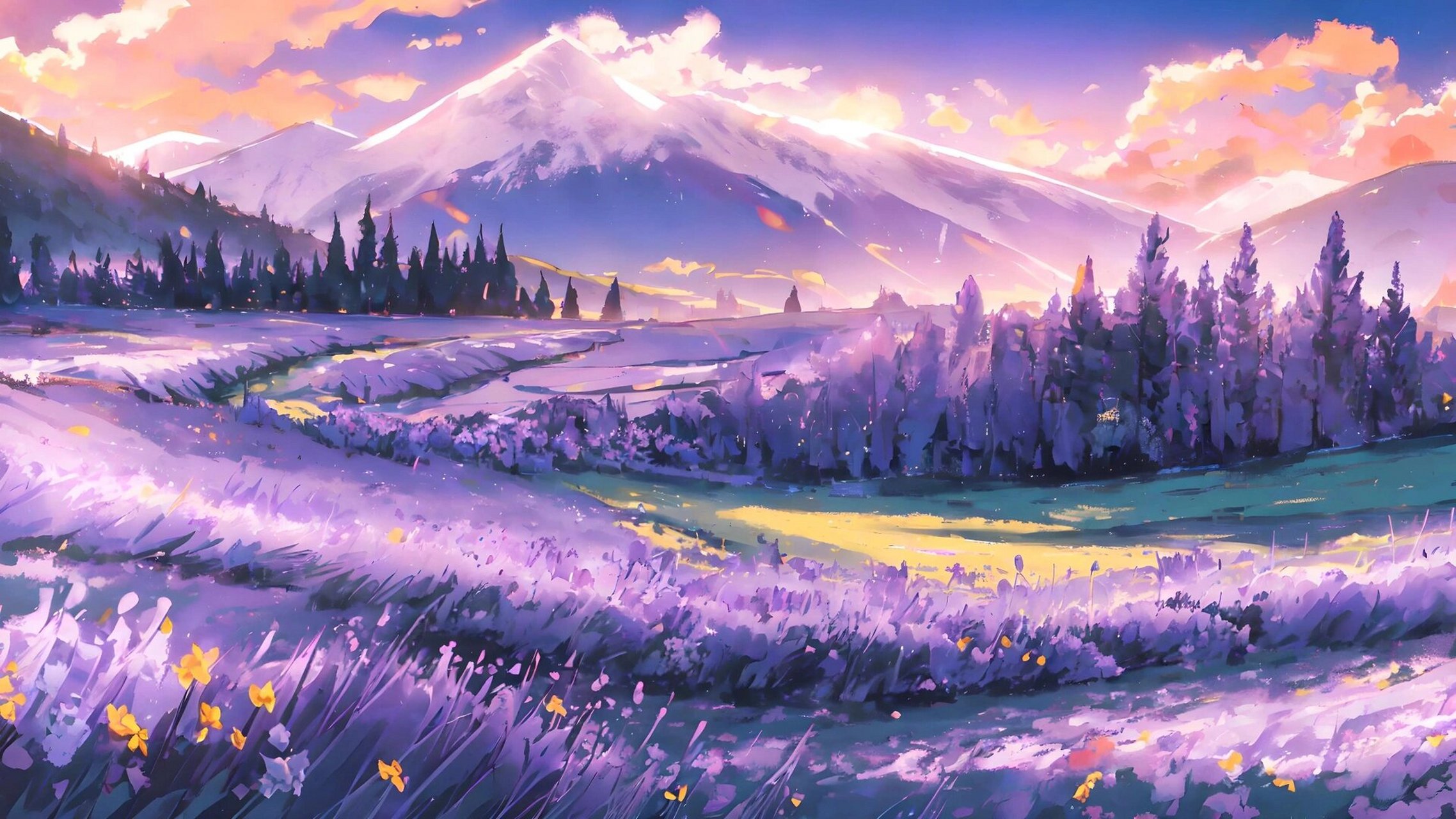 紫色花海,治愈系风景横版 有一种薰衣草的秘密沉溺在迷迭香的回忆里