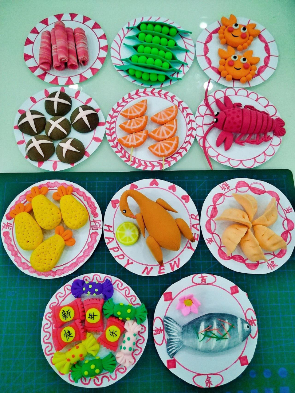 超轻粘土制作《新年美食》手工作业!