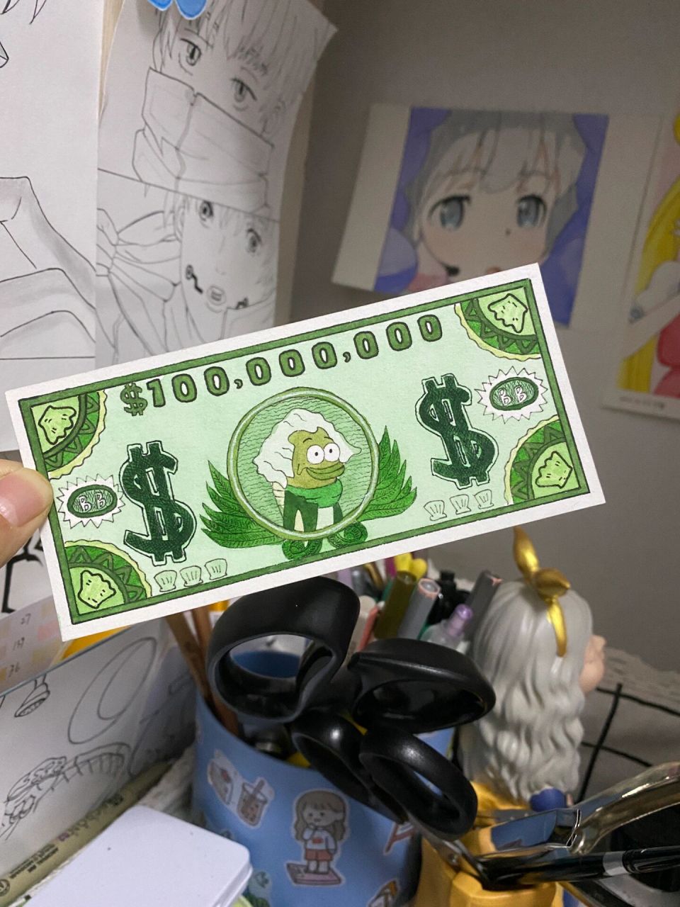 海绵宝宝路人鱼钞票(附过程)自制动漫周边 蟹老板的