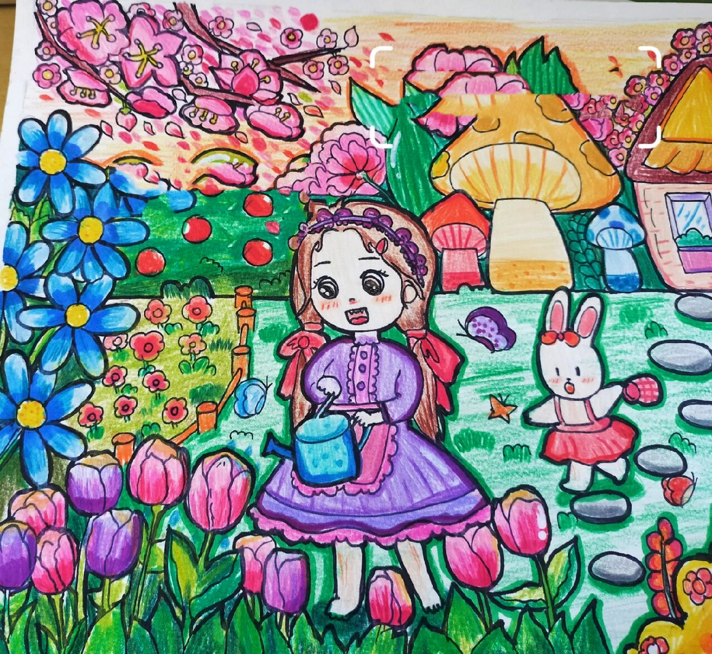儿童画 我的花园