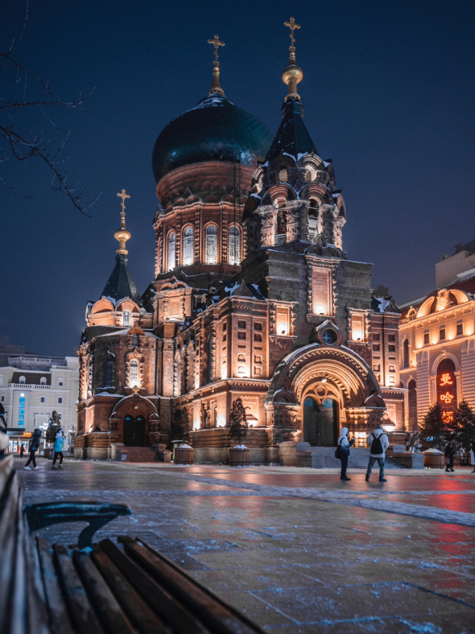 「夜幕下的哈尔滨」 晴天适合相见 雪天适合怀念 自从来过哈尔滨 就