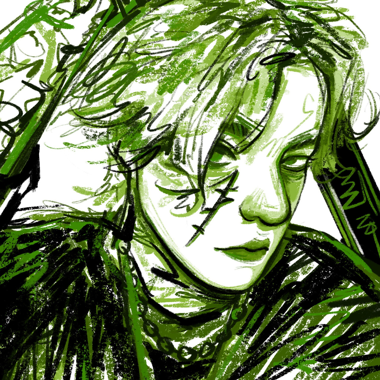 欧美艺术感抽象男头|七色(手绘头像58/100) 96工具99:procreate