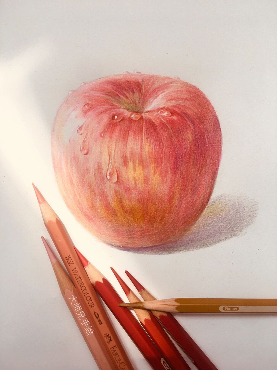 绘画基础入门教程 苹果 步骤分享 彩铅基础步骤分享.