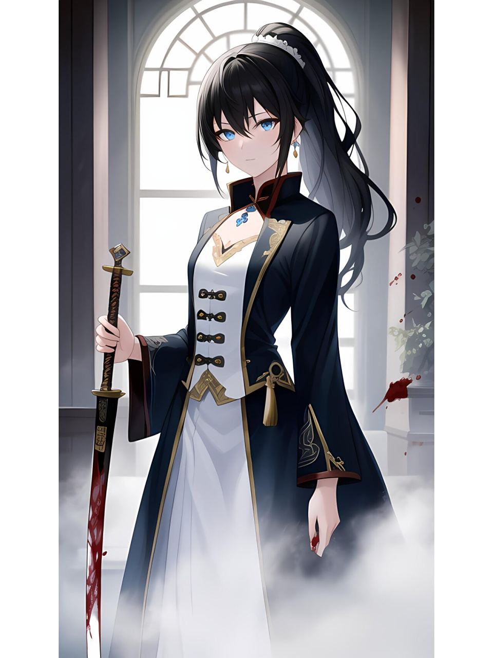 中式古代侠客风女子,动漫二次元绘画人物