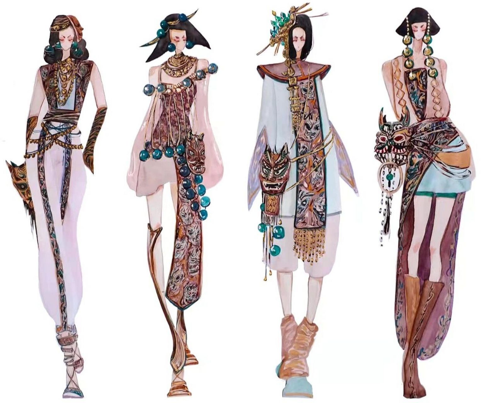 山海经61敦煌神话系列服装设计 灵感来源于敦煌神像与鬼面神话 东方