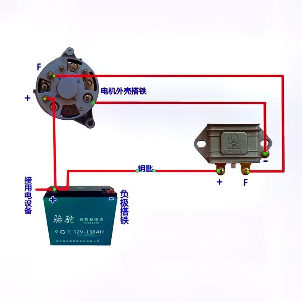 日常小技术 柴油机发电机冲电瓶接线法.