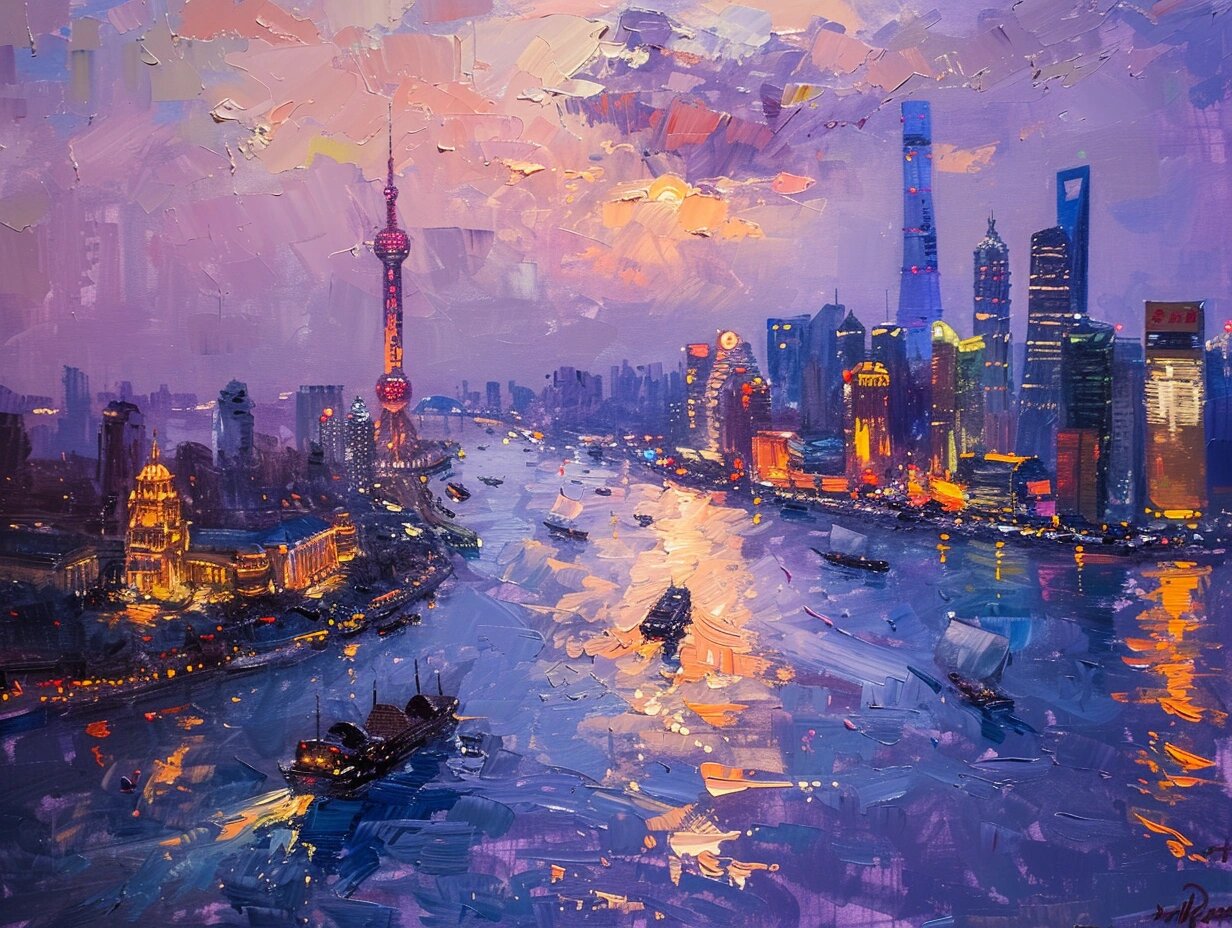 ai 油画·黄浦江外滩风情