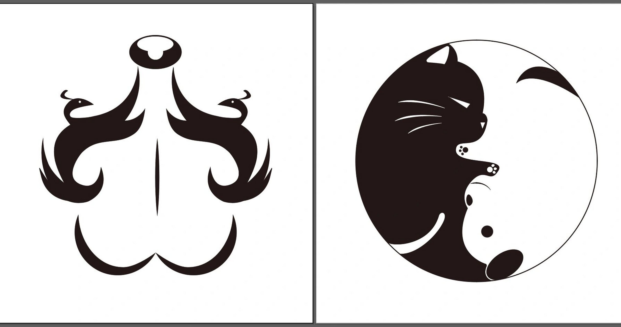 正负形,图底互换 图1正形为正形是一个身形肥胖的女人的后背,发型为