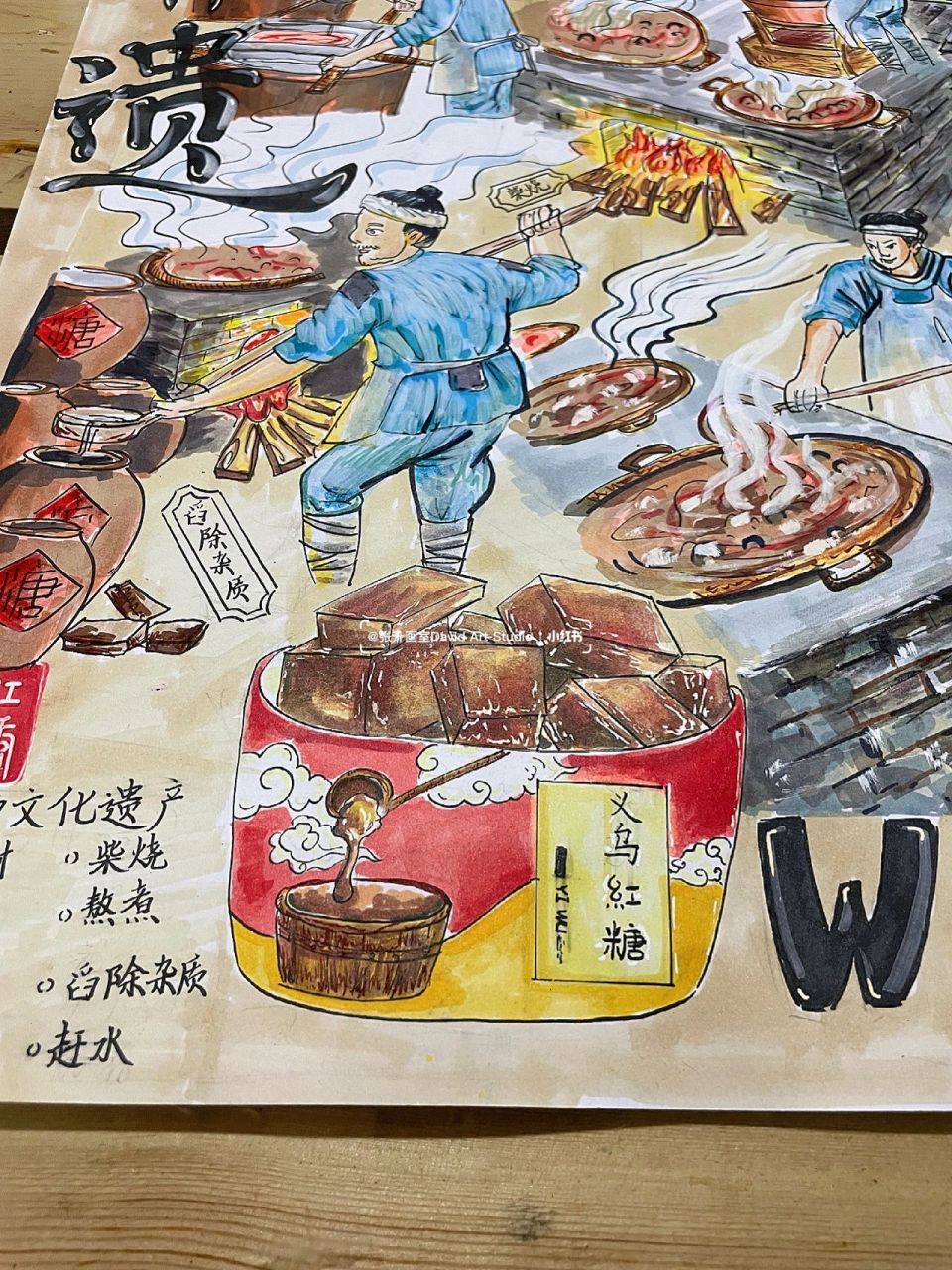 张升画室|义乌红糖非遗文化主题民俗手抄报 义乌红糖非遗文化主题民俗