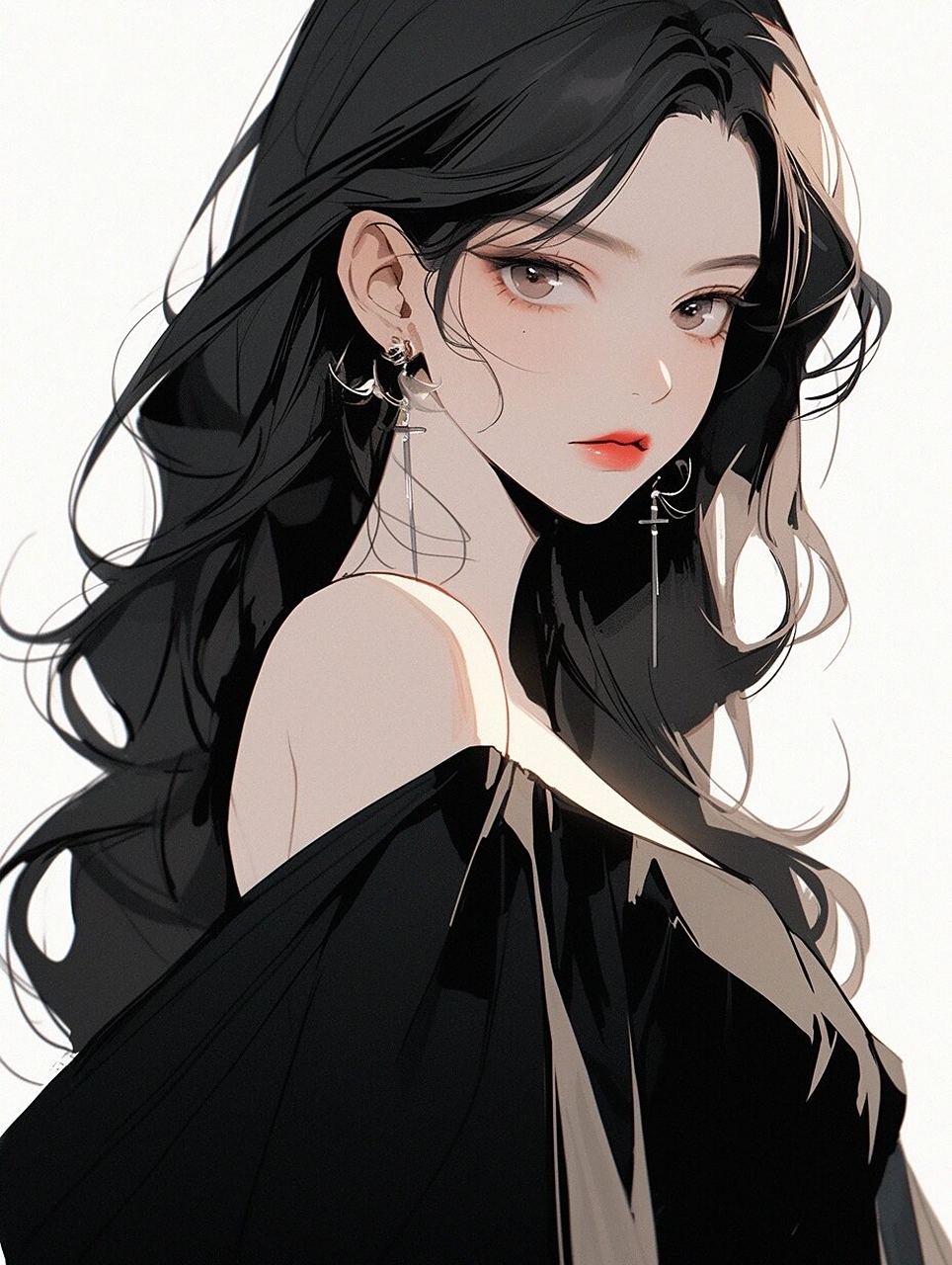 女生头像|黑长发高冷御姐头像 #新头像的魅力# #少女头像# #ai绘画