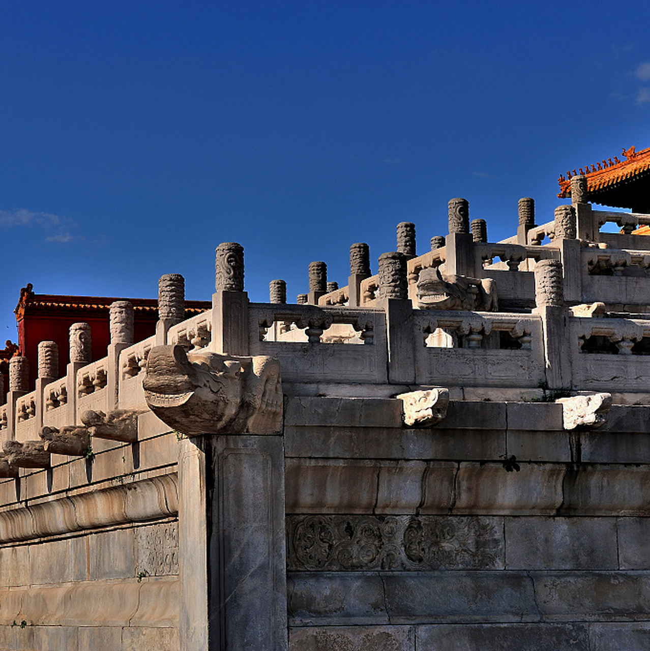 中国古建筑构造—明清台基 汉白玉石须弥座 台基的高度受到严格的等级