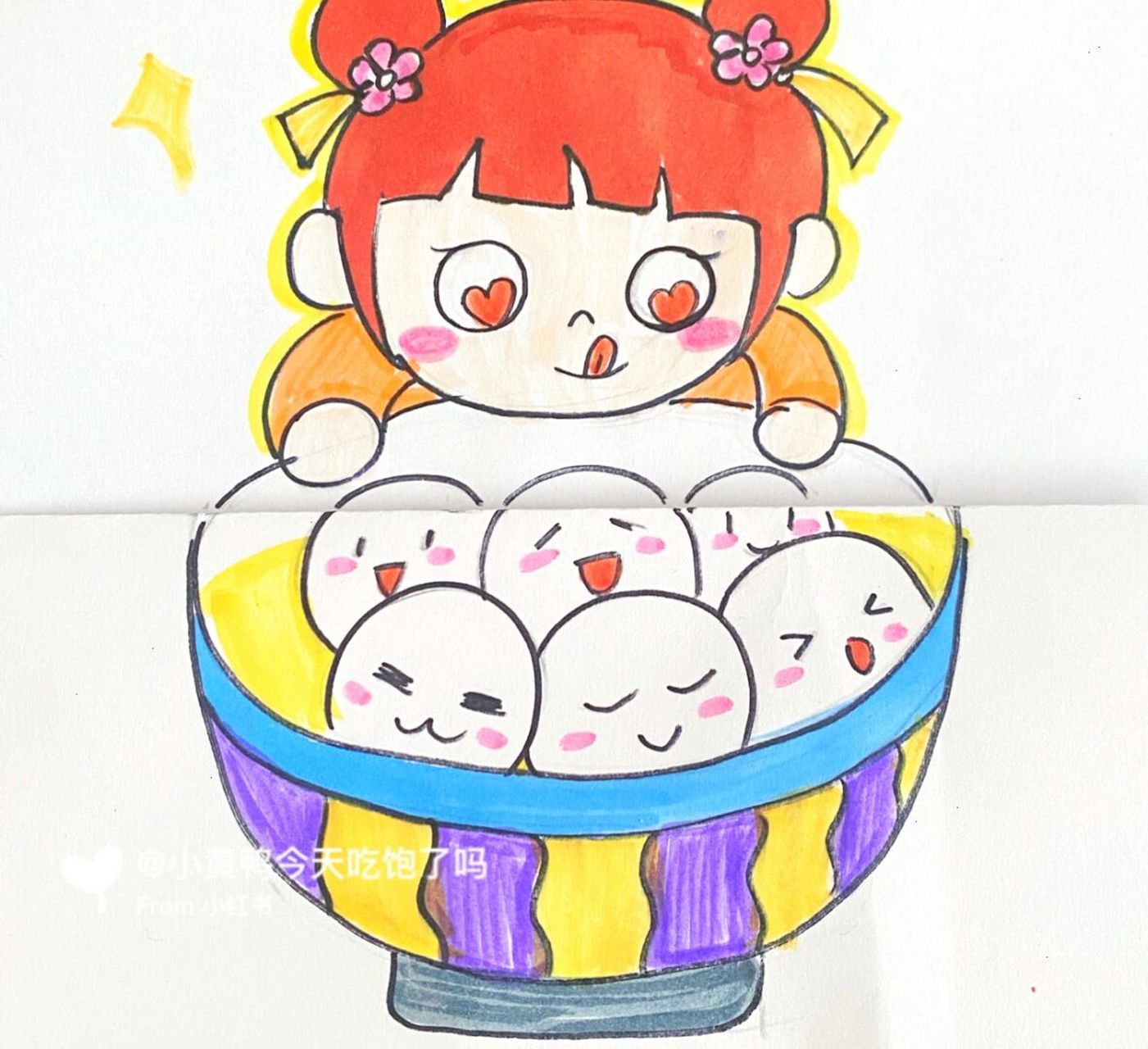 元宵节儿童画 #马克笔# #卡通画# #儿童画# #元宵节主题画# #元宵节