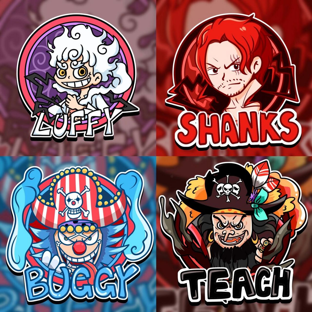 kuki插画—海贼王四皇头像 来一组海贼的四皇头像#原创插画# #插画