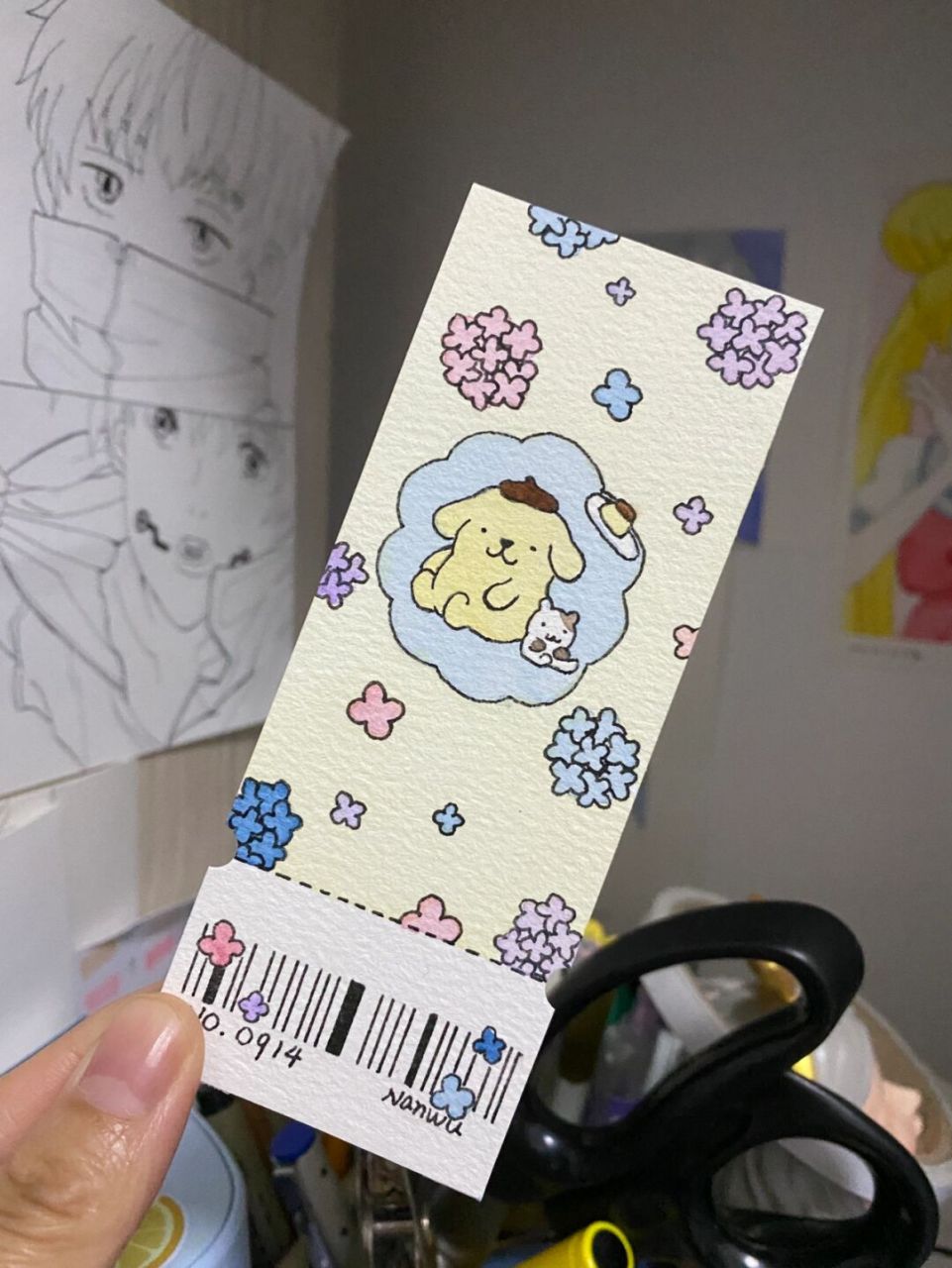 自制布丁狗书签92(附过程) 临摹自网图,原图在最后哦 #画画# #绘画