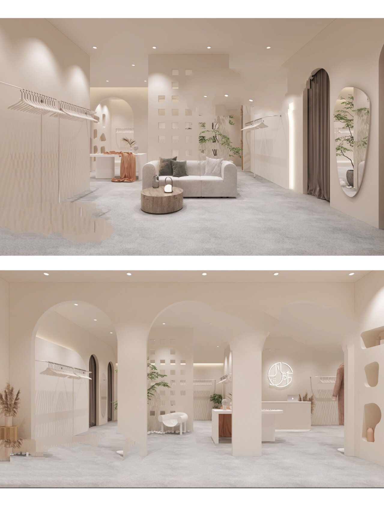 服装店设计装修效果图 项目面积:80㎡服装店设计 项目风格:韩风设计