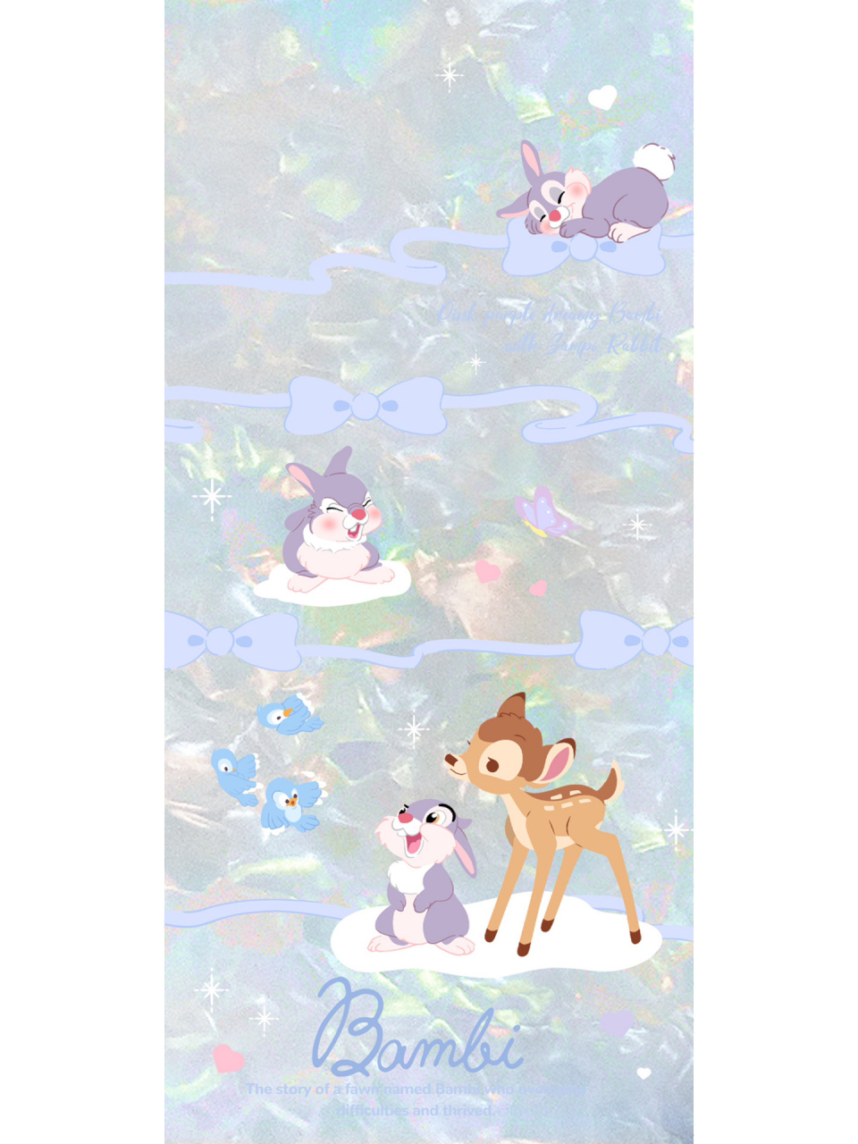 可爱桑普兔与小鹿斑比78|原创插画壁纸分享 今日份可爱迪士尼壁纸请