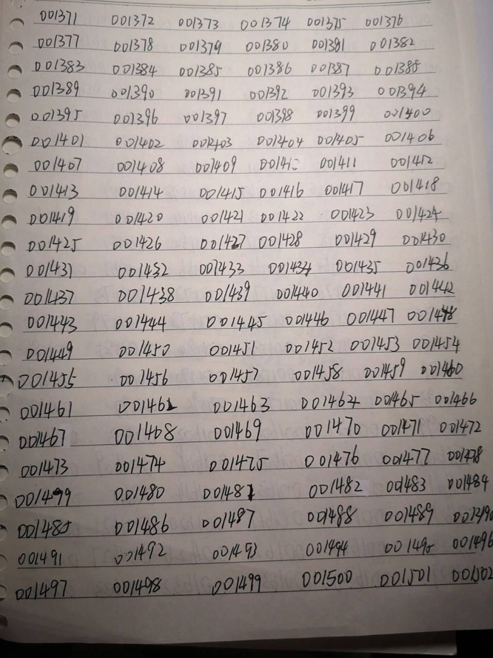 六位数密码001261～001502 挑战写完所有六位数密码day3