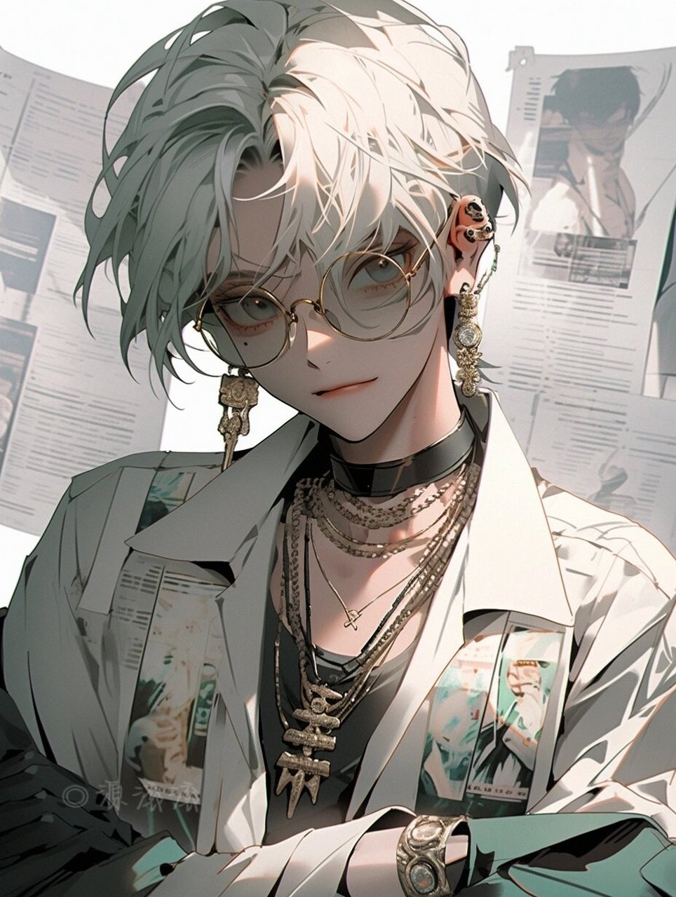复古港风动漫男生头像|壁纸|青色系眼镜杀 7815辛苦喜欢的宝子们